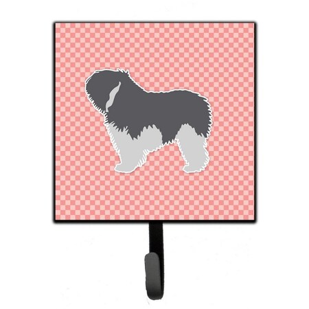 Jensendistributionservices Polish Lowland Sheepdog Dog Checkerboard Pink Leash or Key Holder MI1715025